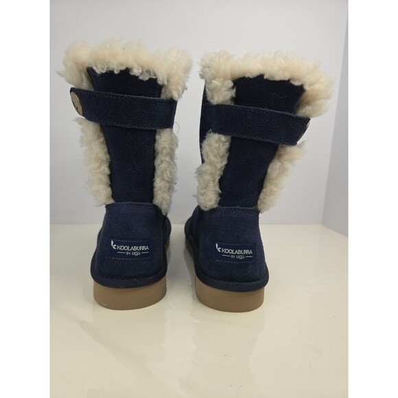 Koolaburra By Ugg Blue Suede Mid Calf  Sz 7 Fur Lining Snow Boot Comfy & Warm - Picture 5 of 10